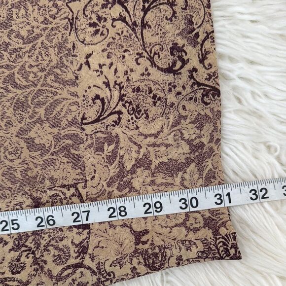 Talbots Elegant Brown Patterned Silk Midi Skirt Size 14 - Picture 11 of 11